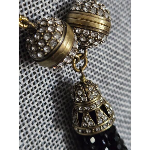 Heidi Daus Convertible Choker Necklace Bracelet Set Hematite Tassels & Crystals - Picture 3 of 10